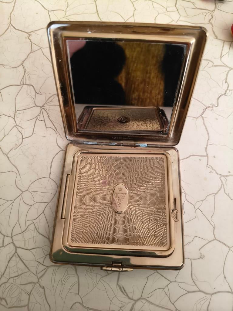 Verguld vintage pouderdoos, Handtassen en Accessoires, Ophalen of Verzenden