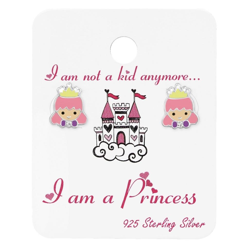 Boucles d'oreilles enfant en argent princesse avec cristal e, Enlèvement ou Envoi, Neuf, Boucles d'oreilles