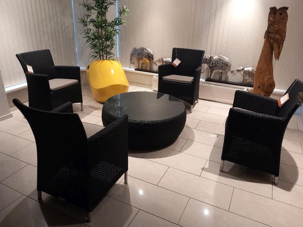 SUNLOOM aanbieding Jati Kebon 4 stoelen + tafel 70% korting, Jardin & Terrasse, Enlèvement, Neuf