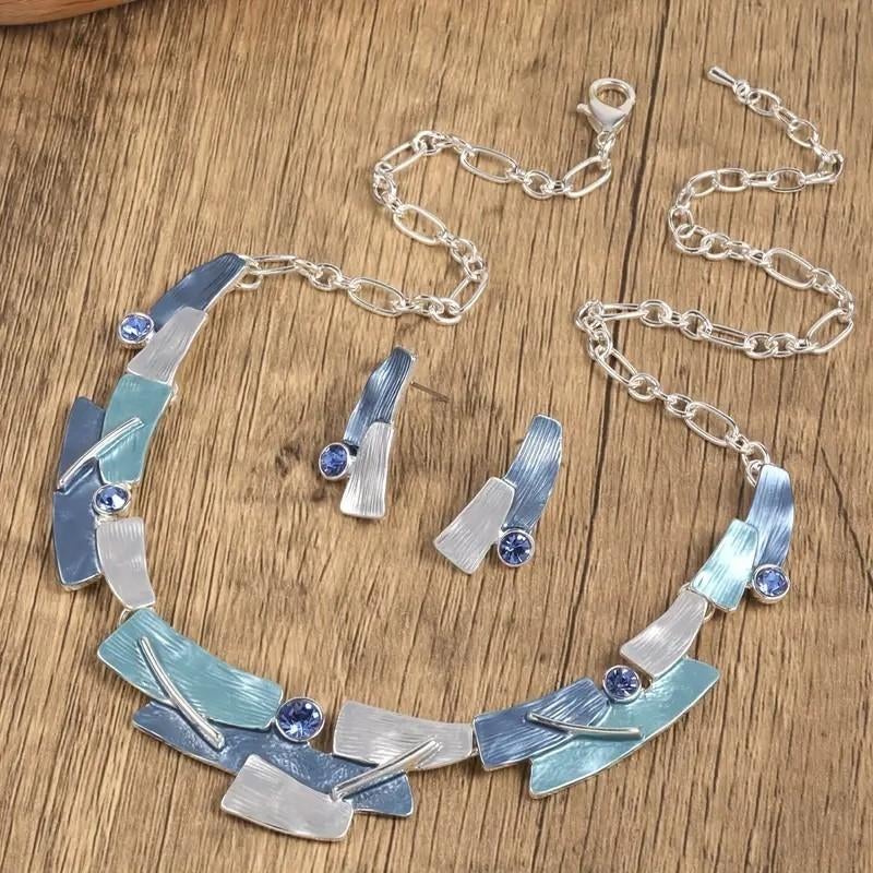 Parure de bijoux bleu turquoise, Bijoux, Sacs & Beauté, Enlèvement ou Envoi, Bleu, Autres matériaux, Réglable