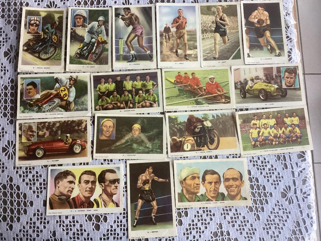 17 prenten chromos Kampioenen chocolat Aiglon, Verzamelen, Ophalen of Verzenden, Gebruikt