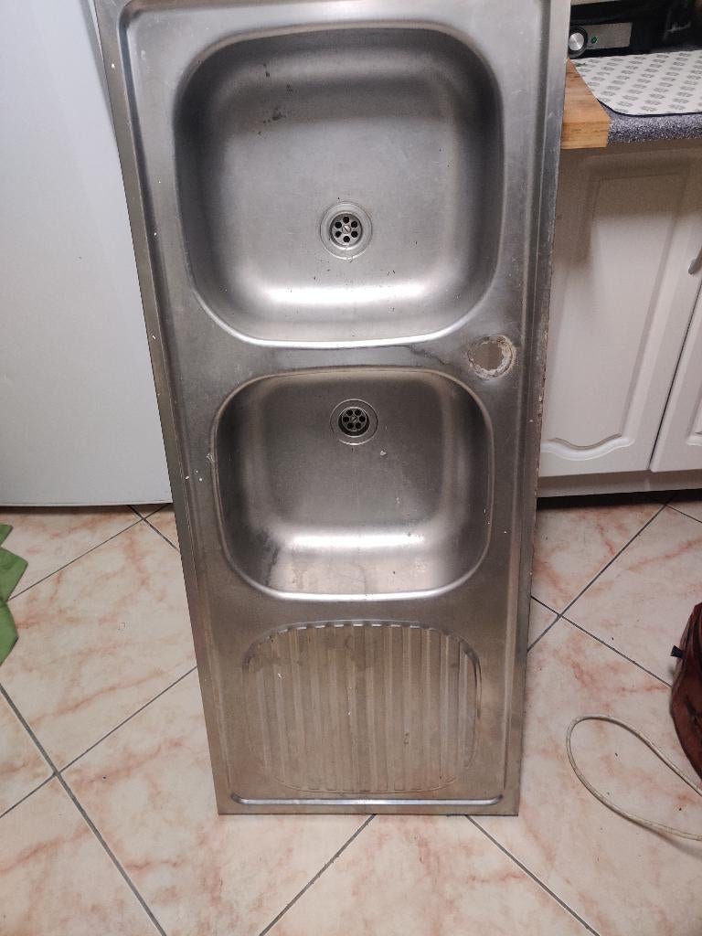 Évier double bac inox, Enlèvement, Inox