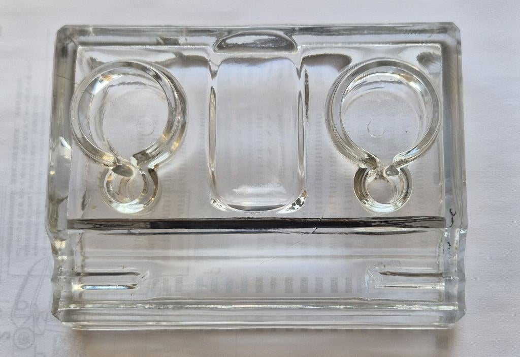 Double encrier et porte-stylo en verre vintage, Envoi