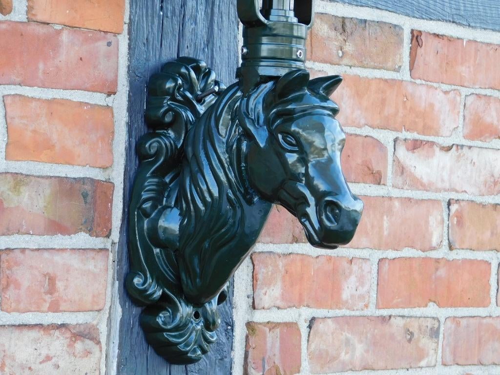 Prachtige buitenlamp met paardenhoofd, donkergroen, Ophalen of Verzenden