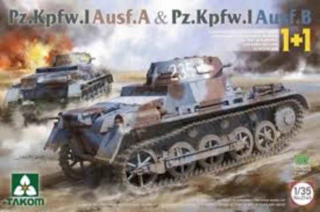 TAKOM 2145 Pz.Kpfw. I Ausf. A & Pz.Kpfw. I Ausf. B 1+1 1/35, Overige merken, Tank, 1:32 tot 1:50, Nieuw