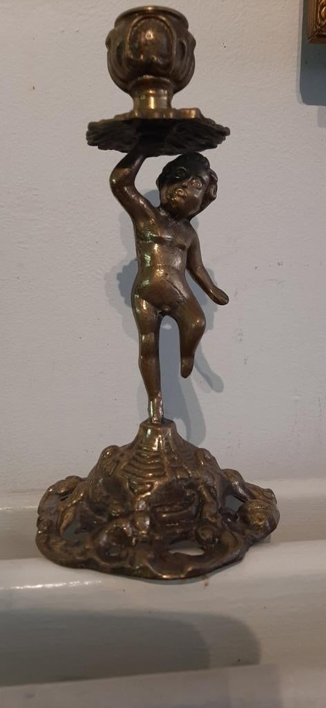 Chandelier en bronze avec ange, Antiquités & Art, Enlèvement ou Envoi