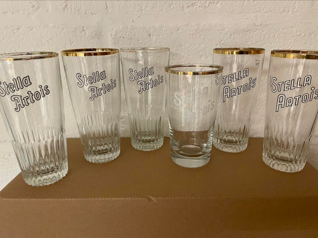 Stella Artois bierglazen, Verzamelen, Glas en Drinkglazen, Ophalen, Gebruikt, Bierglas