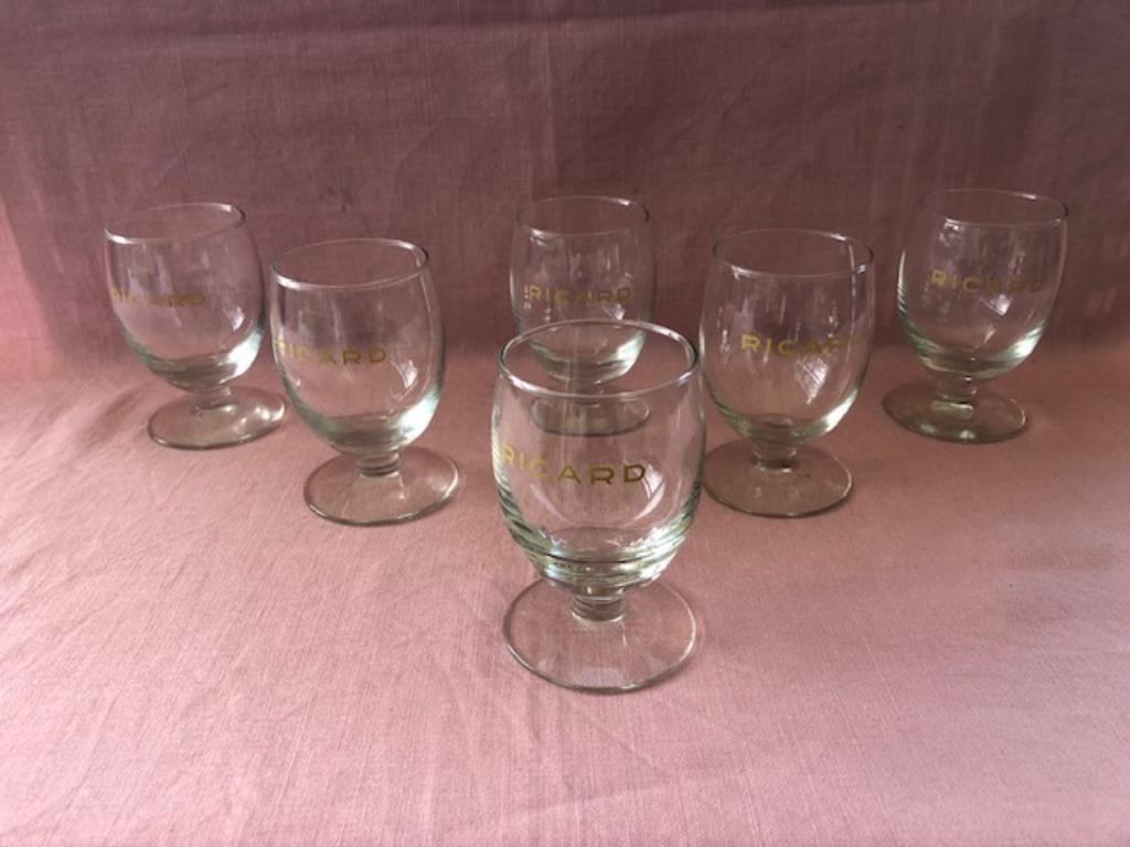 6 Ricard oude glazen ballon groot geel RICARD, Verzamelen, Ophalen of Verzenden, Zo goed als nieuw, Gebruiksvoorwerp