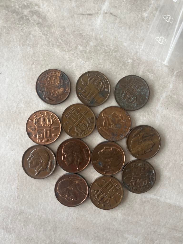 13x pièces belges (50 centimes — Roi Baudouin), Enlèvement, Belgique