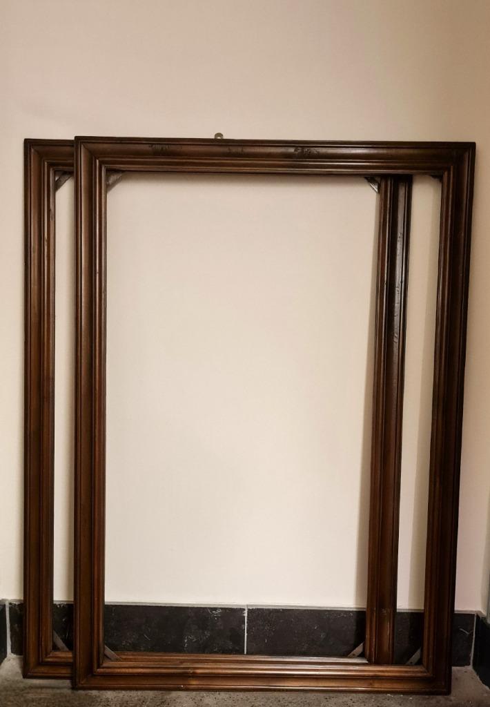 2 cadres vintage XXL en bois massif, Maison & Meubles, 75 cm ou plus, Enlèvement, Utilisé, Bois