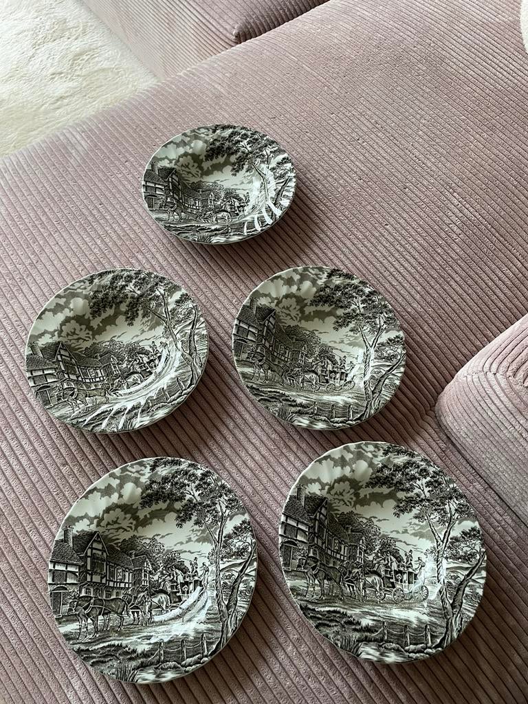 5 diepe/soep borden merk Myott Royal Mail, Antiquités & Art, Enlèvement