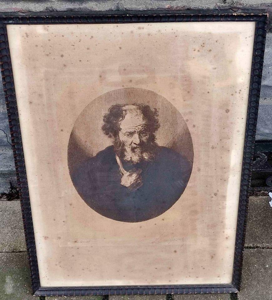 Gravure Rembrandt signe Louis buisseret, Antiek en Kunst, Kunst | Etsen en Gravures, Ophalen of Verzenden