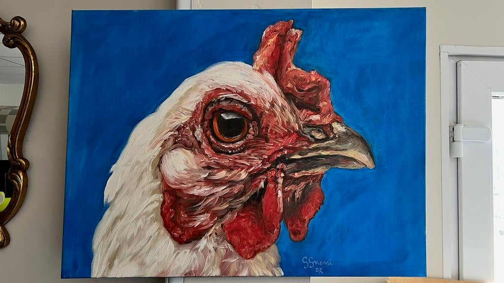 Peinture d'après Koen Vanmechelen — 60x80 cm — signée, Enlèvement ou Envoi