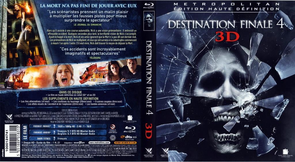 destination finale 4 (blu-ray 3D & 2D) neuf, Ophalen of Verzenden, Zo goed als nieuw, Horror