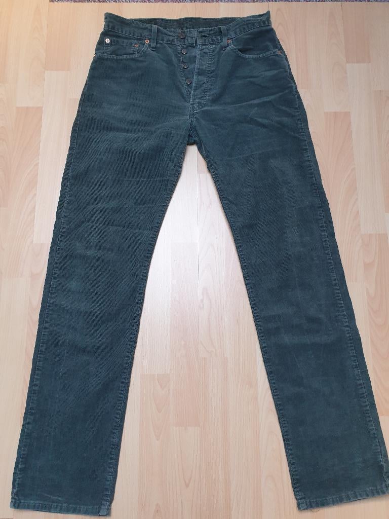 Vintage Levi's 551 donkergroene corduroy broek, Ophalen of Verzenden, Gedragen