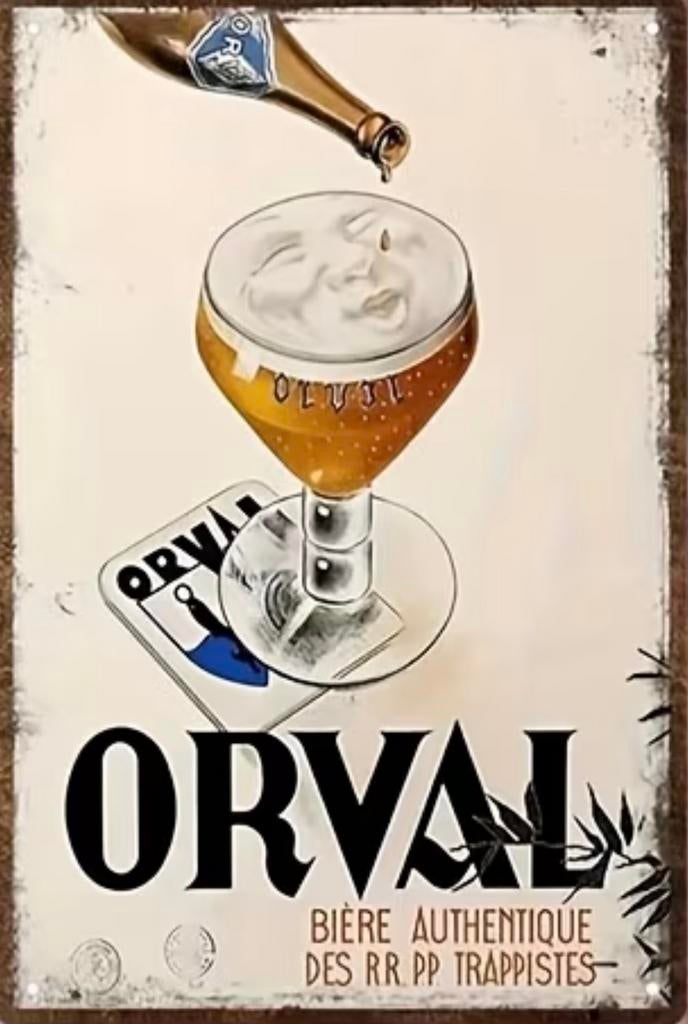 Metalen reclamebord Orval trappist - retro vintage mancave, Ophalen of Verzenden, Nieuw, Reclamebord, Plaat of Schild, Overige merken