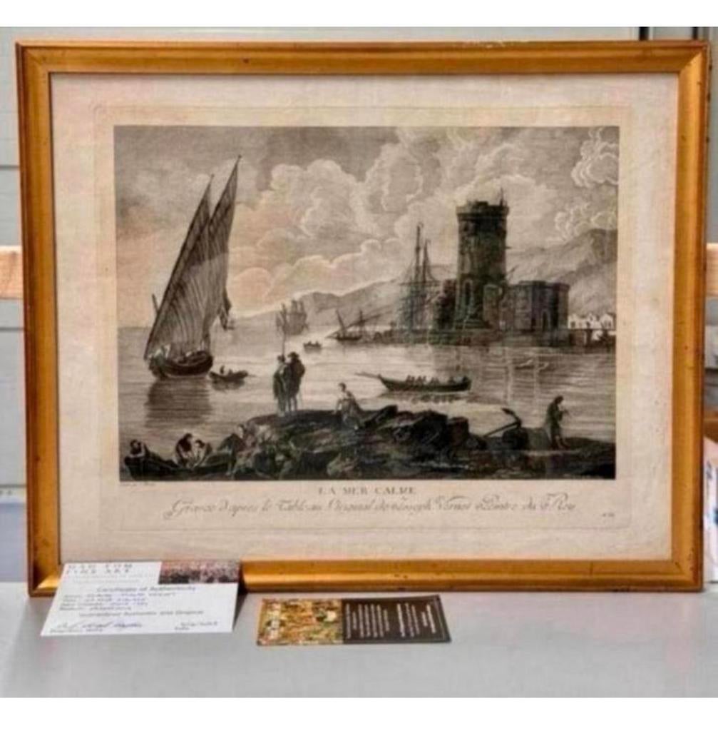 Claude Joseph Vernet (1714-1789) La Mer Calme Engraving ART, Ophalen of Verzenden