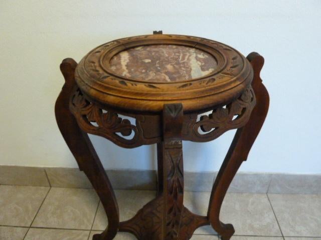 Houten plantenstaander /bijzettafel (Frans 1890) 75cm, Ophalen