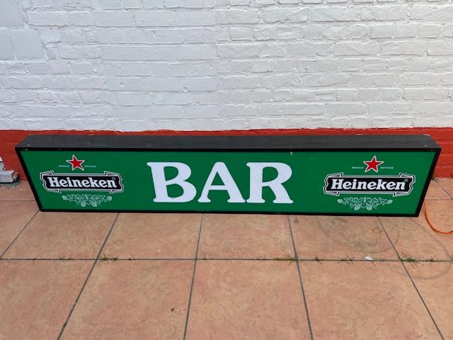 Grote reclame lichtbak Heineken BAR, Verzamelen, Merken en Reclamevoorwerpen, Gebruikt, Lichtbak of (neon) lamp, Ophalen