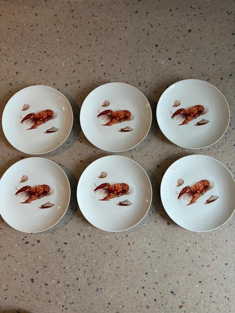 Set van 6 vintage visborden Mitterteich Bavaria, Ophalen of Verzenden