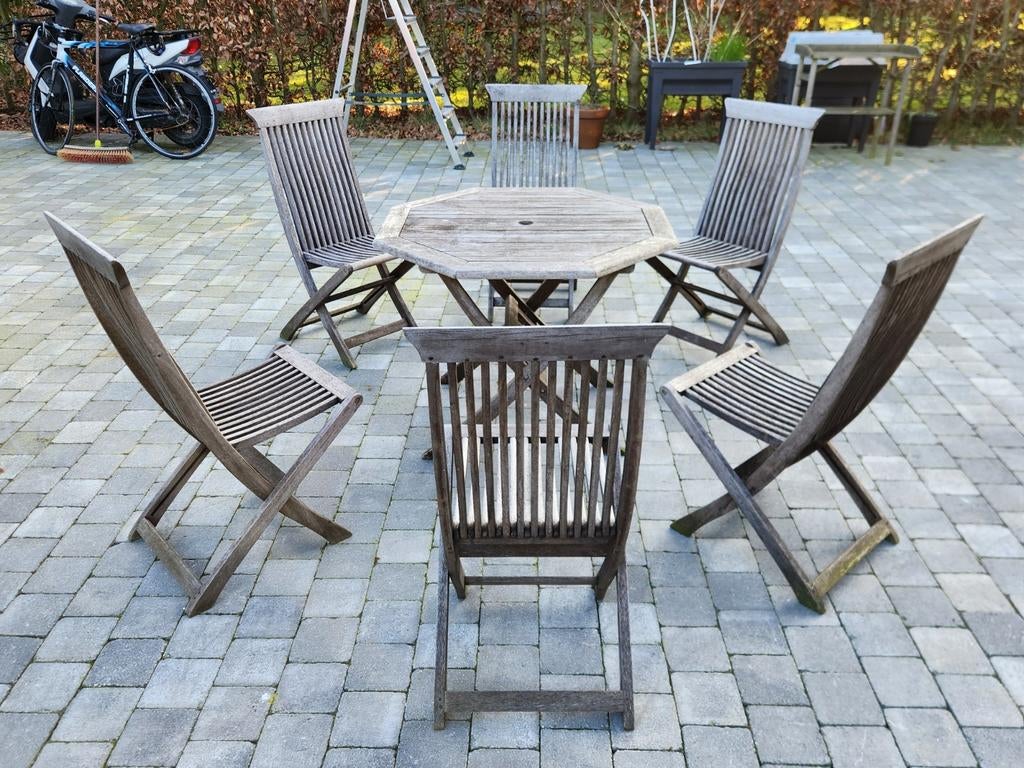 Set de jardin Stansted High Tea en teck complet., Salons de jardin, Comme neuf, Enlèvement, Bois
