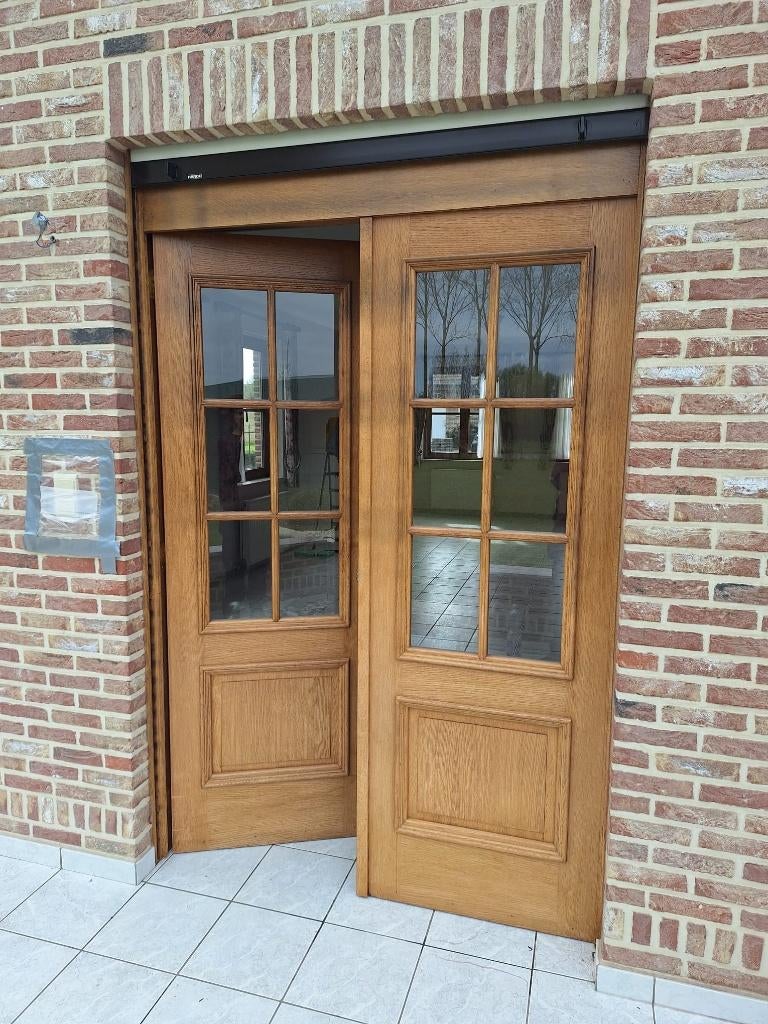 Deur dubbel met of zonder rolluik, Doe-het-zelf en Bouw, Deuren en Vliegenramen, Ophalen, Zo goed als nieuw, Glas