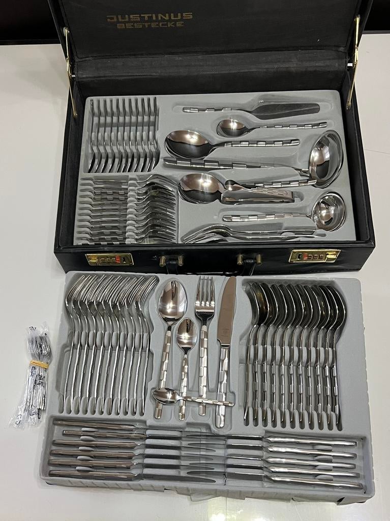 Nieuw bestek Justinus 12personen, Huis en Inrichting, Keuken | Bestek, Ophalen, Zo goed als nieuw