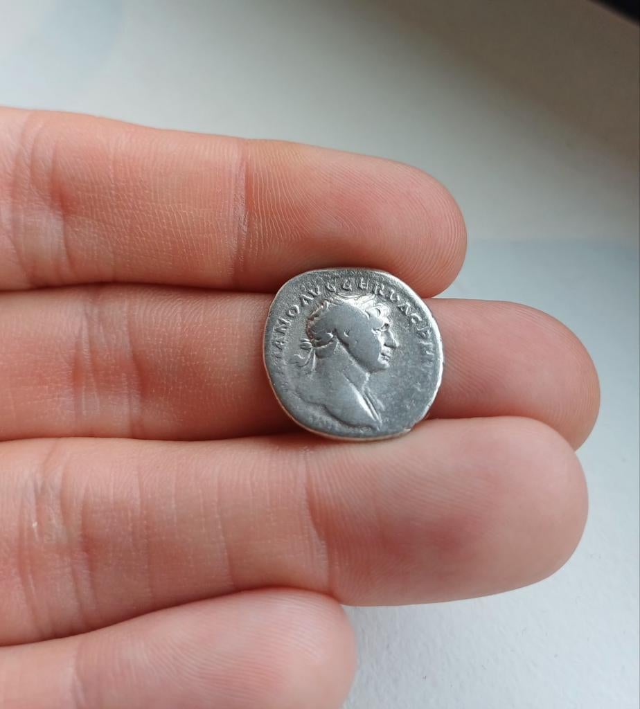 Trajanus denarius. Zilveren Romeinse munt., Postzegels en Munten, Ophalen of Verzenden