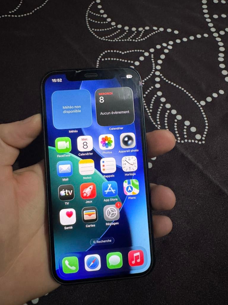 Iphone 12, Noir, smartphone telephone en bon etat, gsm, Télécoms, Enlèvement, Comme neuf, Bleu, IPhone 12