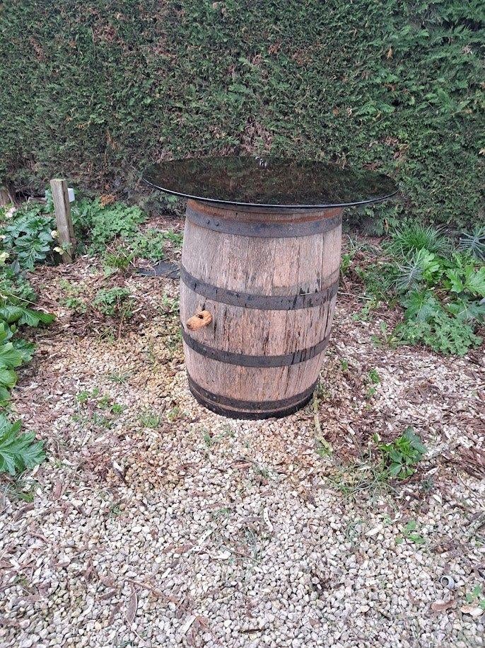 tonneau à vin - table de patio, Enlèvement, Utilisé, Chêne