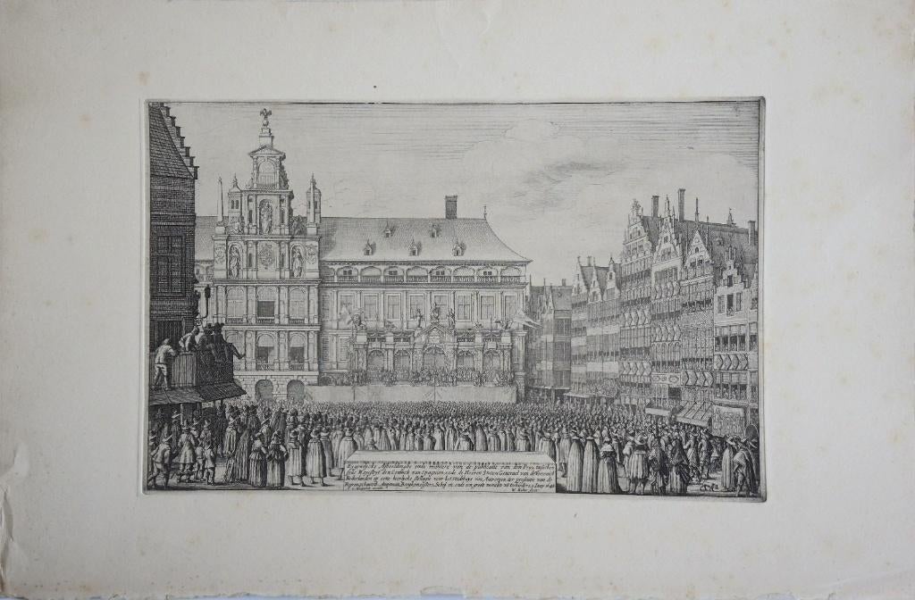 Wenzel Hollar ets "Grote Markt Brussel", 20e eeuwse druk, Ophalen