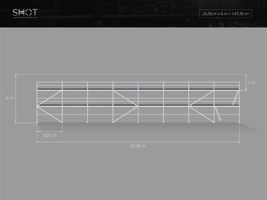Modulaire steiger | 155 m² | Multisysteemsteiger, Doe-het-zelf en Bouw, Steigers, Nieuw, Gevelsteiger, 5 meter of hoger, Verzenden