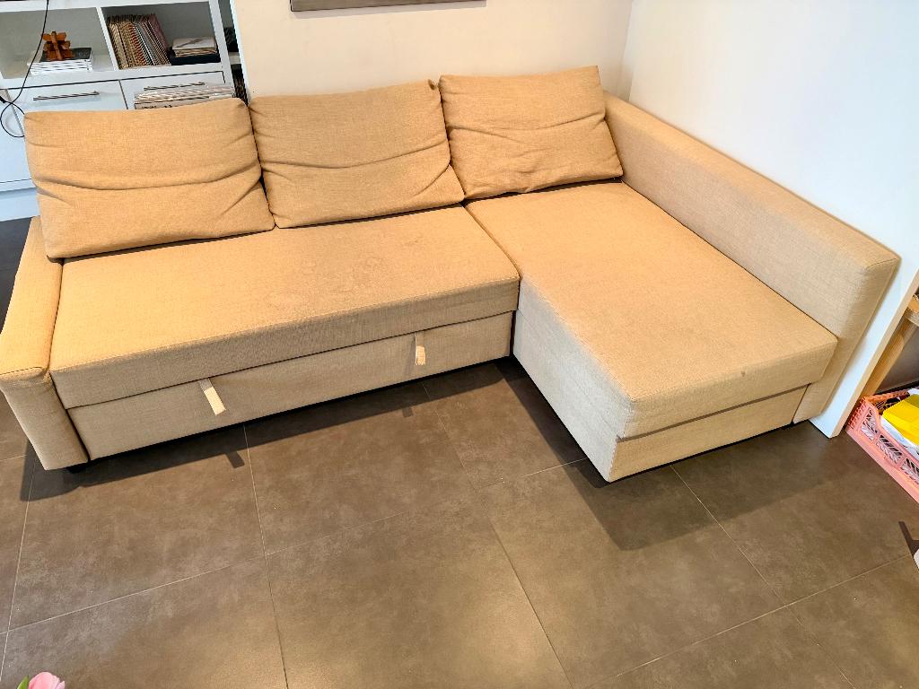 Rare : Canapé d'angle convertible FRIHETEN – Coloris Crème, Trois personnes, 150 cm ou plus, Banc d'angle, 200 à 250 cm