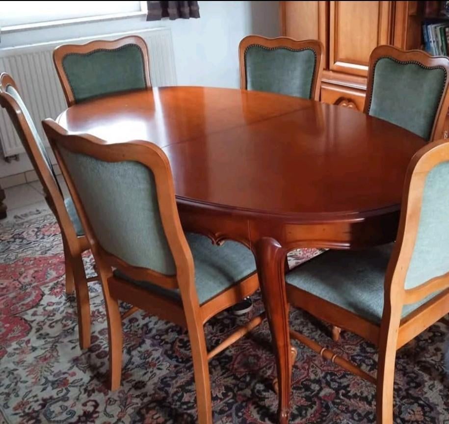 Table en merisier + 6 chaises, Maison & Meubles, Enlèvement