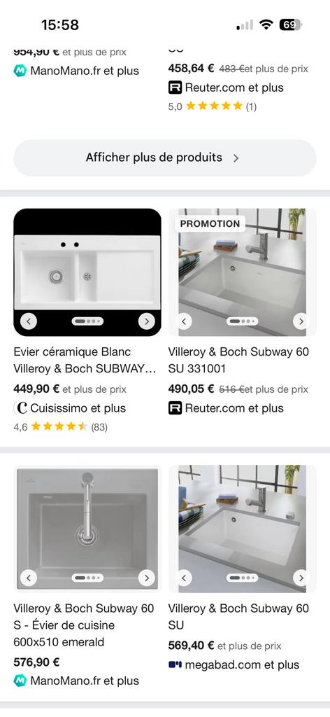 Evier villeroy boch, Maison & Meubles, Cuisine | Éléments de cuisine, Enlèvement, Comme neuf, Blanc