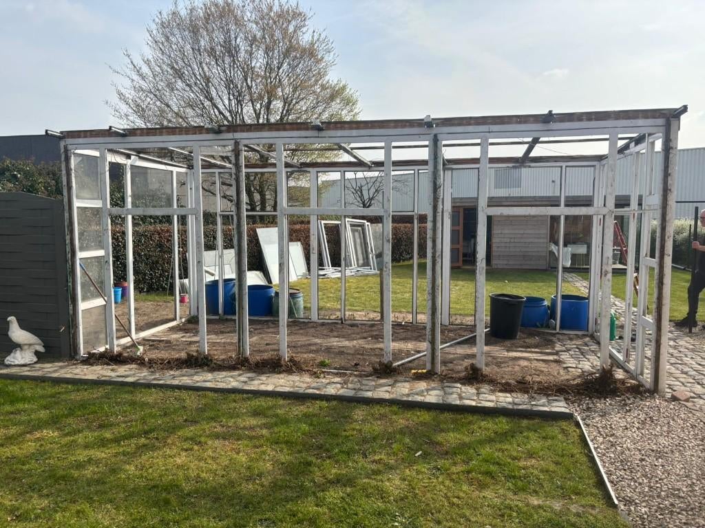 PVC raamkozijnen-ramen-deuren-glas voor tuin serre, Enlèvement, Utilisé, Conservatoire
