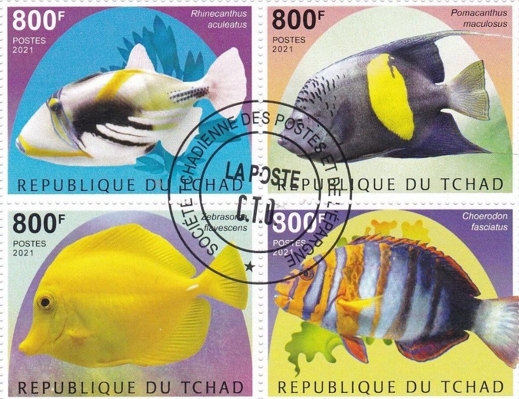 Timbres animaux poissons Tchad a, Envoi, Affranchi