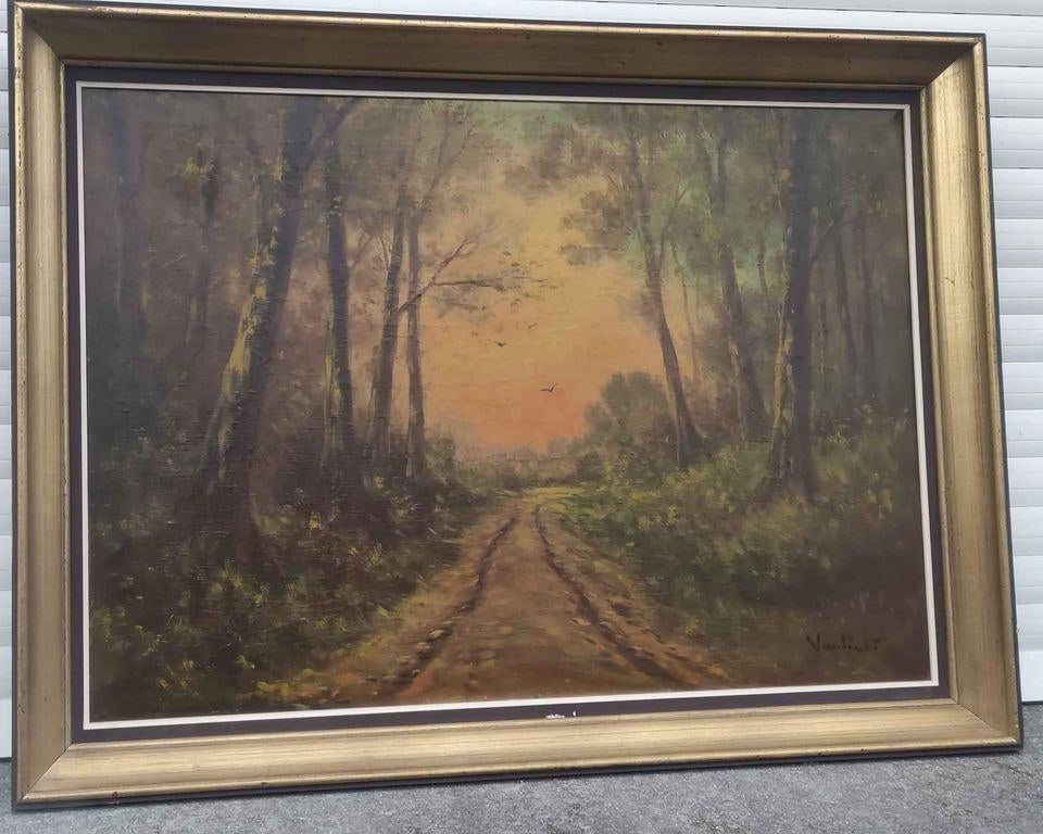 Huile sur toile chemin signe Louis van lint, Antiquités & Art, Enlèvement ou Envoi