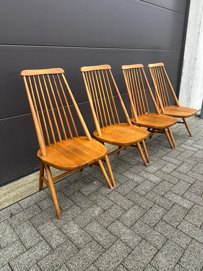 Lot de 4 chaises scandinaves - Circa 1960, Maison & Meubles, Chaises de bureau, Utilisé, Brun, Enlèvement