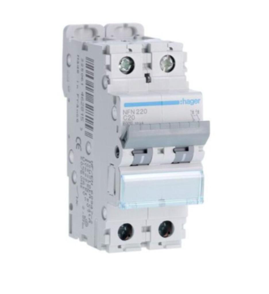 Disjoncteur 20A Hager - 2P - 3kA - courbe C, Enlèvement, Comme neuf