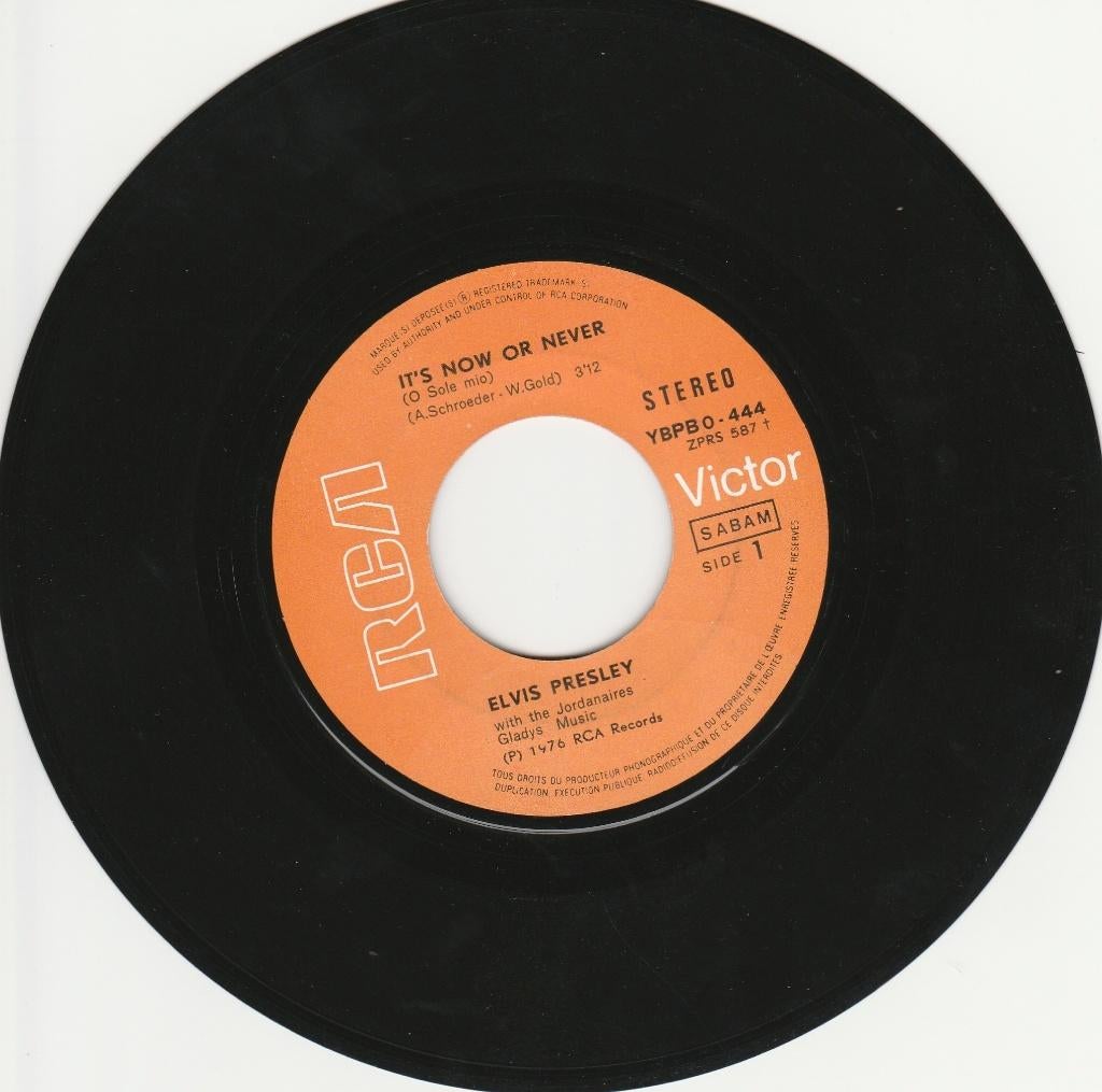45T (7") vinyl single : 'It's now or never'  Elvis Presley., Cd's en Dvd's, Ophalen of Verzenden, 1960 tot 1980, Gebruikt, Overige formaten