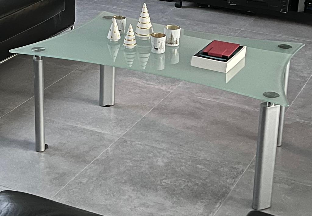 Table basse de salon en verre, Ophalen, Gebruikt, 100 tot 150 cm, 50 tot 100 cm