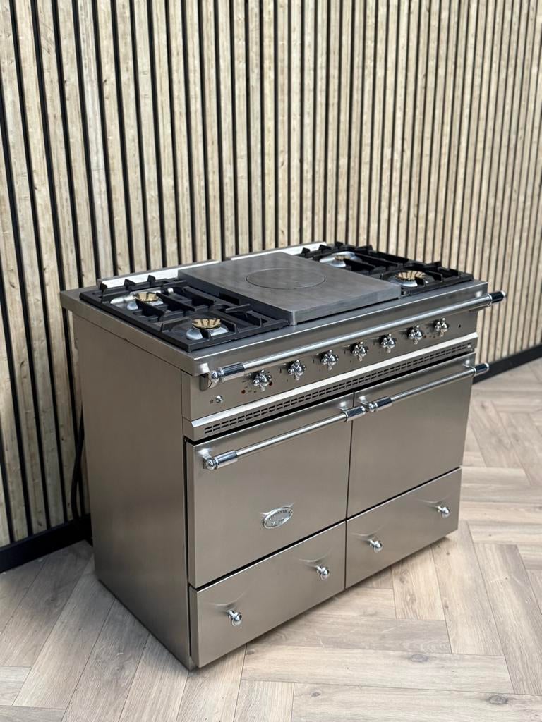 Luxe Lacanche 100cm fornuis Inox dubbele oven + Coup de Feu, Elektronische apparatuur, Ophalen of Verzenden, Grill, Elektrisch