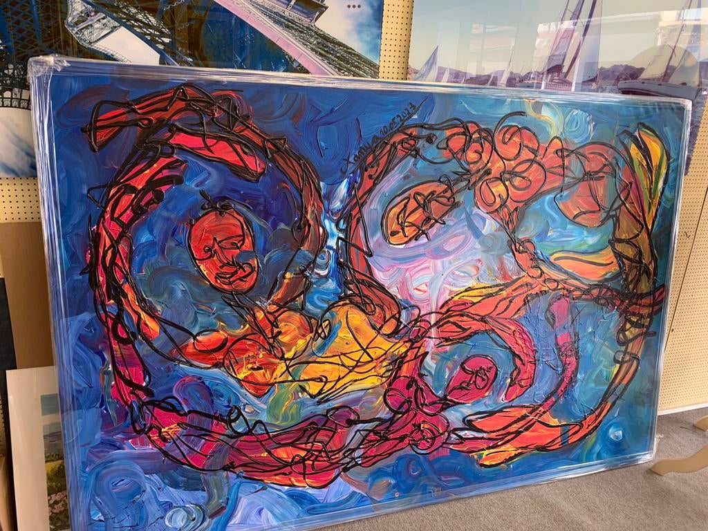 Toile XXL Mermaids de Tanya, Antiquités & Art, Art | Peinture | Abstraite, Enlèvement