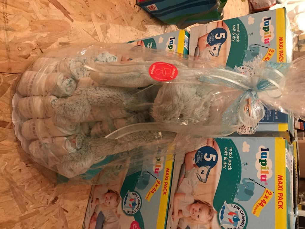 Kraamcadeau pampertaart luiertaart met konijn, Kinderen en Baby's, Kraamcadeaus en Geboorteborden, Ophalen of Verzenden, Nieuw