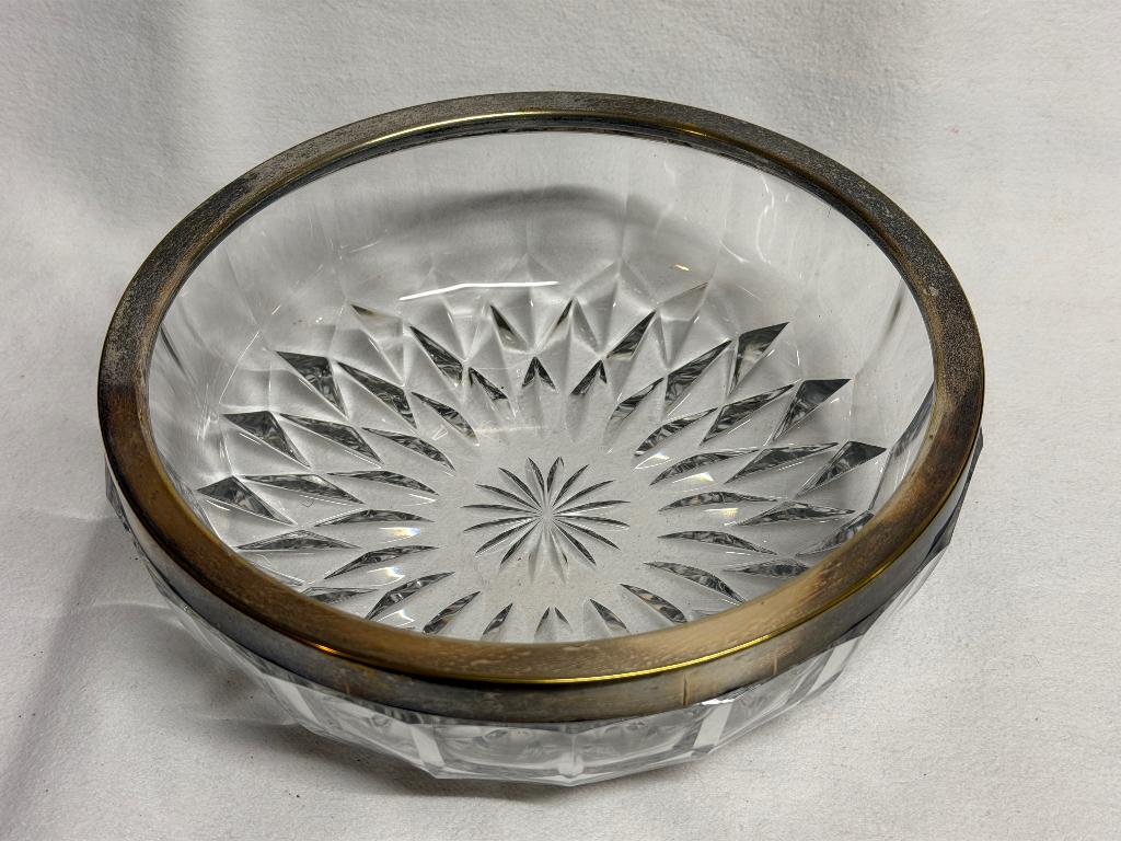 Kristallen bol Val Saint Lambert, gesigneerd, zilveren rand, Antiek en Kunst, Ophalen of Verzenden
