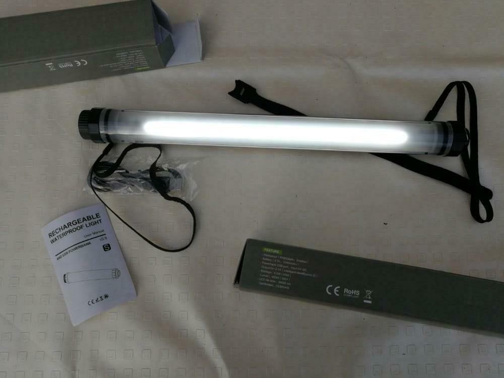 Terrasverlichting: waterbestendige LED lamp met powerbank, Kunststof, Batterij, Ophalen of Verzenden, Zo goed als nieuw