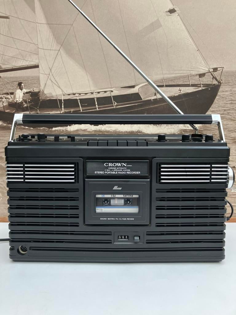Lecteur de cassettes radio vintage Crown, Japon, TV, Hi-fi & Vidéo, Radios, Radio, Enlèvement ou Envoi