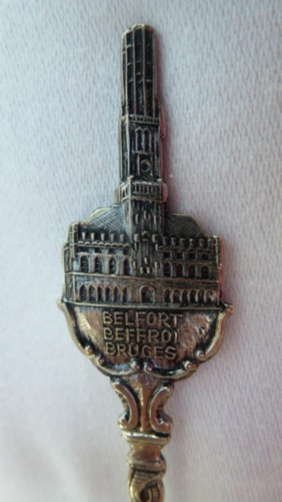 1 oud lepeltje Bruges Belfort Beffroi, Ophalen of Verzenden, Gebruikt, Metaal, Bestek
