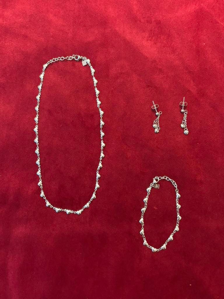 3-delige set - ketting + armband + oorbellen, Ophalen of Verzenden, Zo goed als nieuw, Zilver